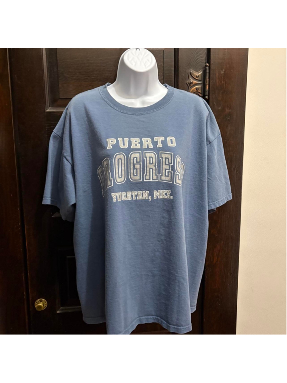 (89) Gildan Puerto Progress Yucatan Mexico cotton t-shirt with white text readin
